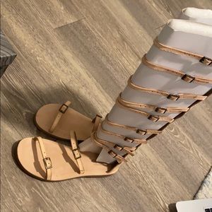 Leather Jeffrey Campbell nude strappy sandals.